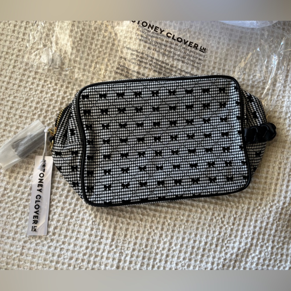 Stoney Clover Lane Large Pouch - Tweed Bow J’adore Equestrian Black & White